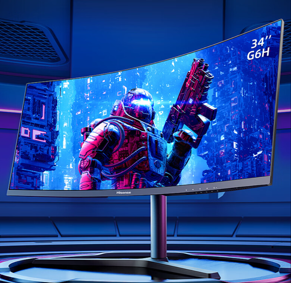 海信34英寸電競WQHD曲面帶魚屏165HzHDR400高色域21:9旋轉(zhuǎn)升降游戲辦公電腦顯示器顯示屏34G6H